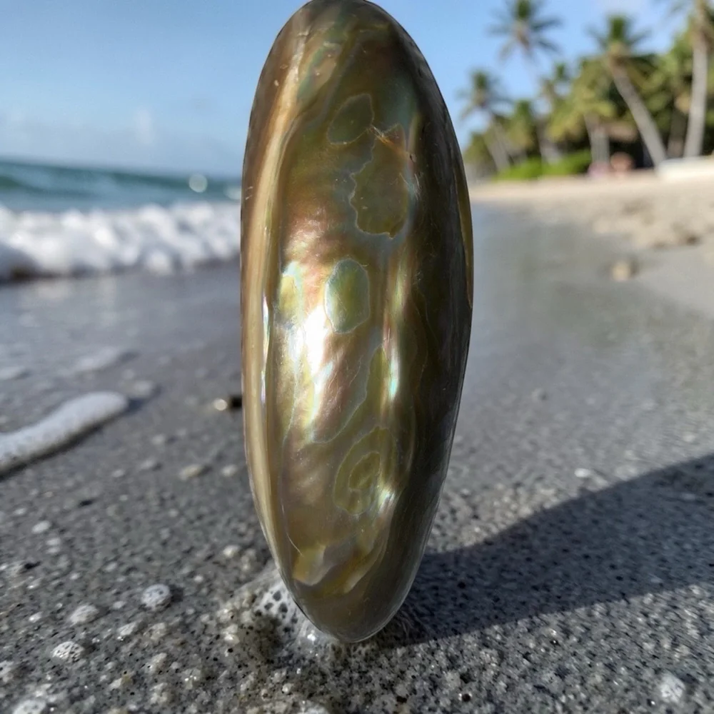 Iridescent Vintage Abalone Shell Brooch 2.5